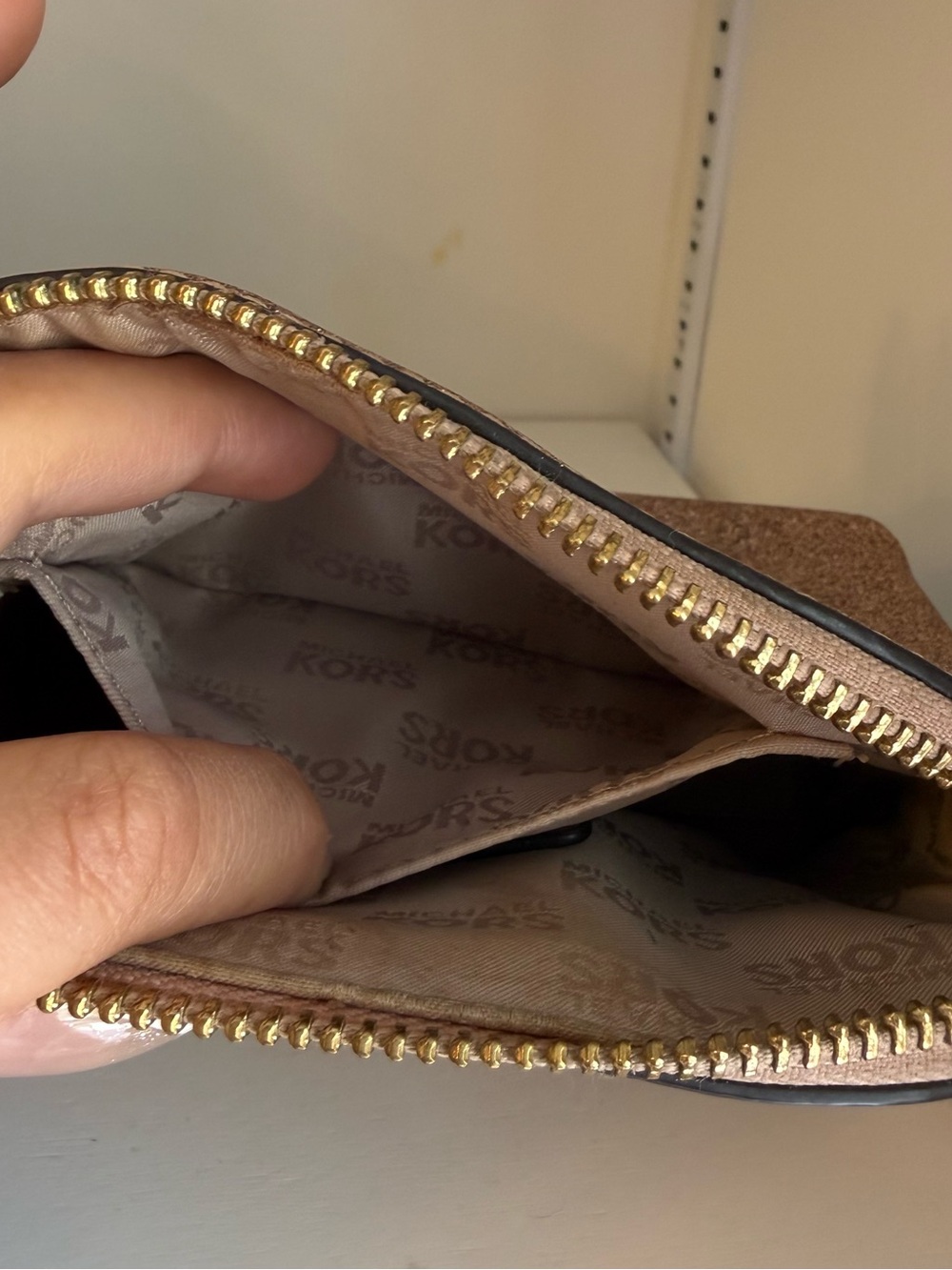 Michael Kors Rose Gold Glitter Cosmetic Pouch - Picture 4 of 8